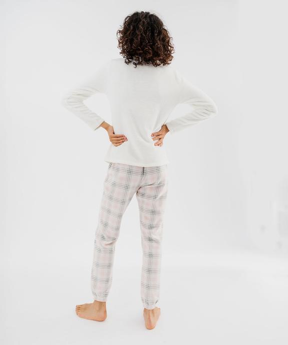 Pyjama à carreaux en maille peluche douillette femme vue3 - GEMO(HOMWR FEM) - GEMO