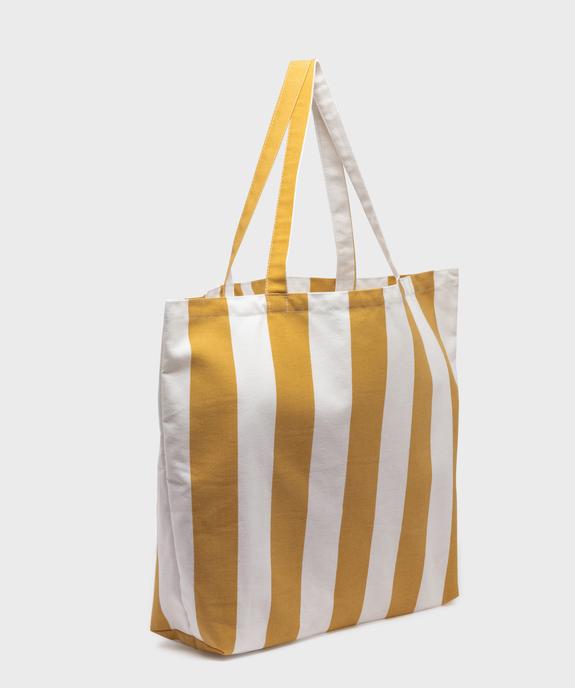 Tote bag en coton à rayures et message vue2 - GEMO (ACCESS) - GEMO