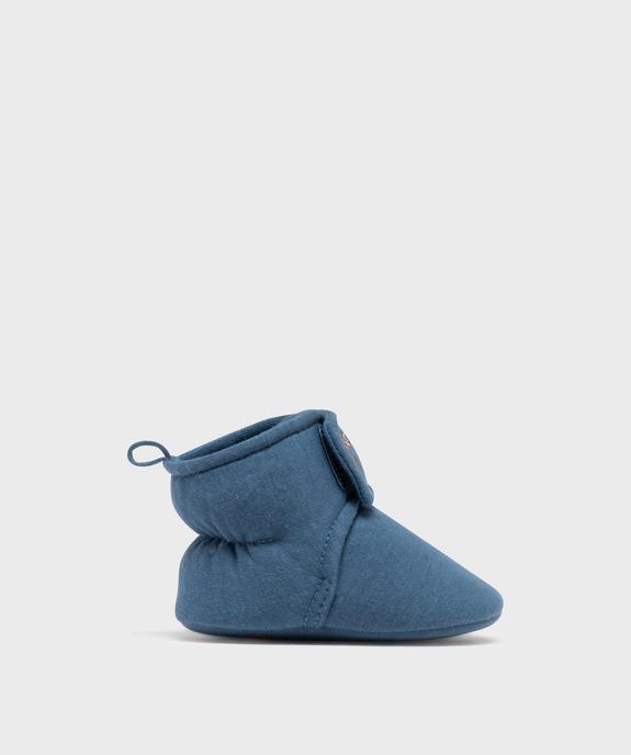 Chaussons de naissance montants en jersey à scratch bébé garçon vue1 - LITTLE LOVE GEMO FOR GOOD - GEMO