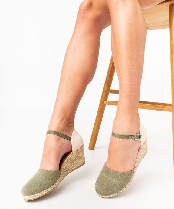 Sandales compensées dessus textile pailleté femme  vue1 - GEMO(URBAIN) - GEMO