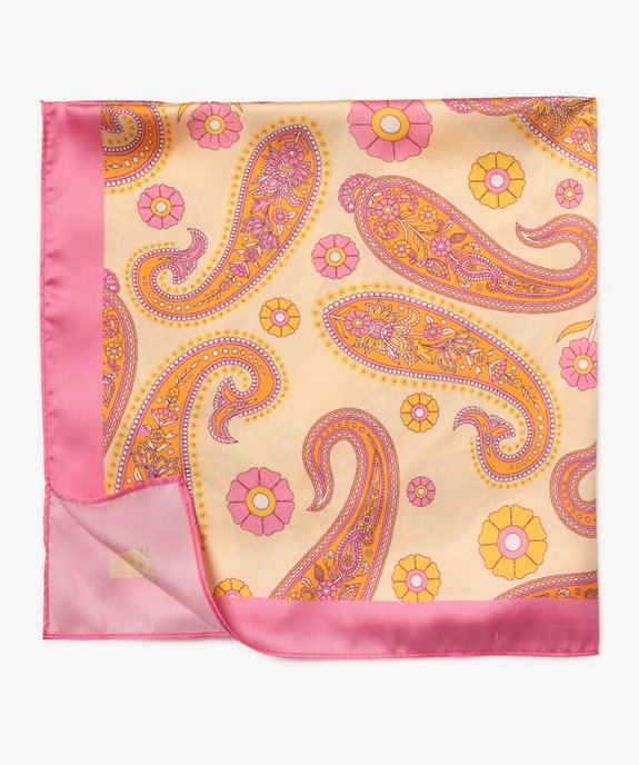 Foulard carré en matière satinée à motif cachemire femme vue2 - GEMO (ACCESS) - GEMO