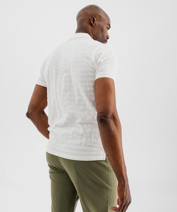 Polo manches courtes en maille fantaisie effet rayé homme vue3 - GEMO 4G HOMME - GEMO