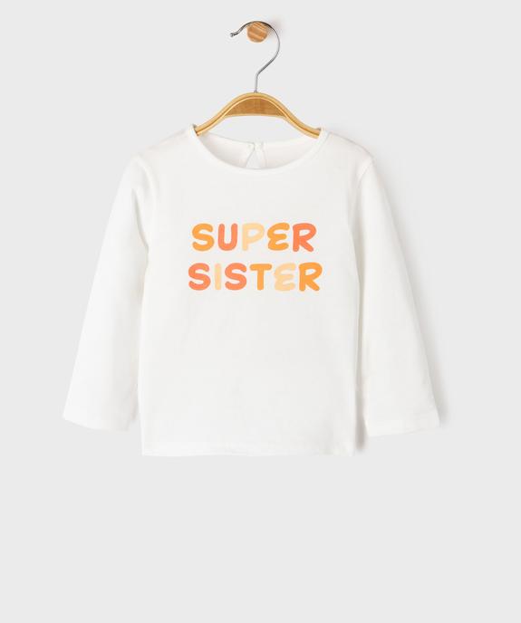 Tee-shirt manches longues à message bébé fille vue1 - GEMO 4G BEBE - GEMO