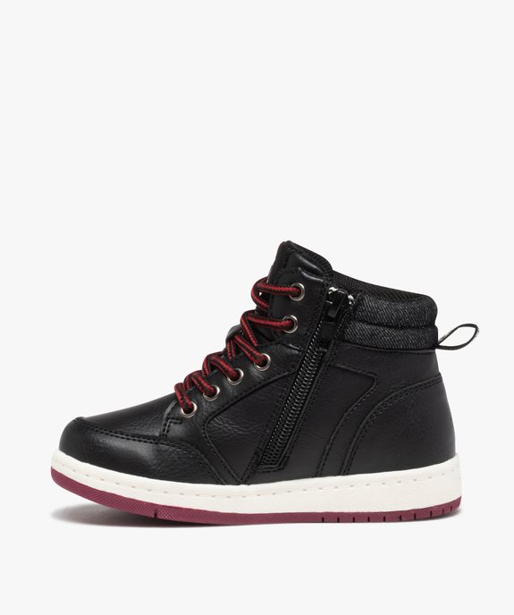 Baskets garçon mid-cut unies à col en toile vue3 - GEMO 4G GARCON - GEMO