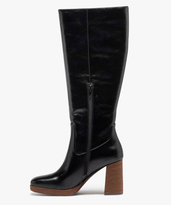 Bottes femme unies à talon haut et à bout carré vue3 - GEMO(URBAIN) - GEMO