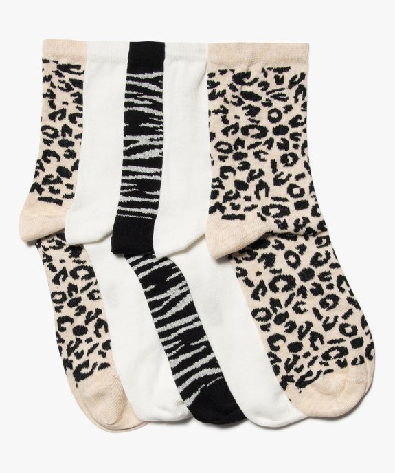 Chaussettes femme tige haute motif animalier vue1 - GEMO 4G FEMME - GEMO