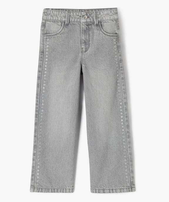 Jean wide leg à clous argentés et taille ajustable fille vue2 - GEMO (ENFANT) - GEMO