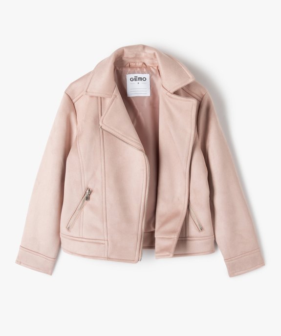 Blouson fille style biker en suédine  vue3 - GEMO (ENFANT) - GEMO