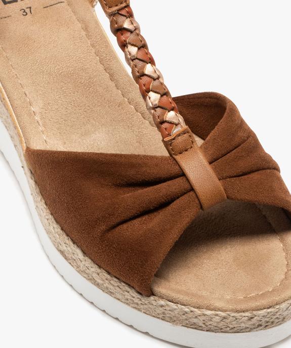 Sandales femme à talon compensé avec bride en suédine effet drapée vue7 - GEMO(URBAIN) - GEMO