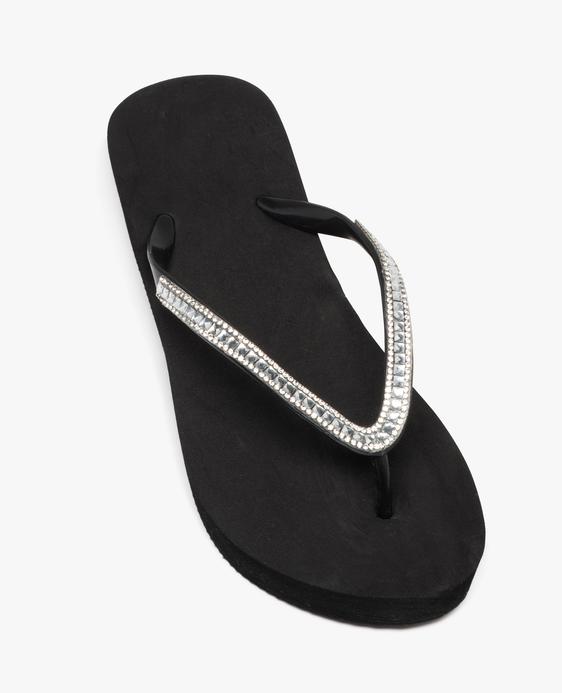 Tongs compensées à brides strass femme  vue5 - GEMO (PLAGE) - GEMO
