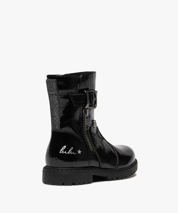 Boots fille vernies à détails argentés avec zip intérieur et fantaisie - LuluCastagnette vue4 - LULU CASTAGNETT - GEMO