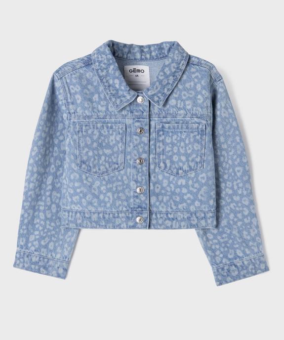 Veste en jean avec motifs délavés fille vue1 - GEMO (ENFANT) - GEMO