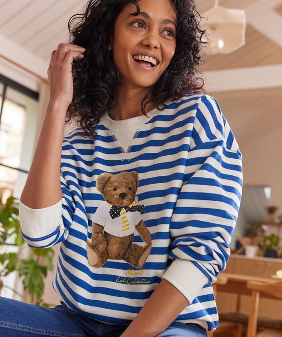 Sweat rayé et imprimé femme - LuluCastagnette vue1 - LULU CASTAGNETT - GEMO