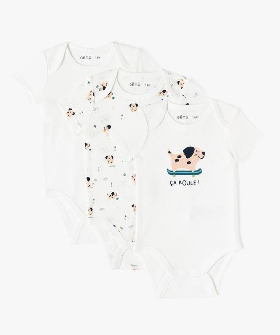 Body à manches courtes et col américain en coton biologique bébé (lot de 3) vue1 - GEMO 4G BEBE - GEMO