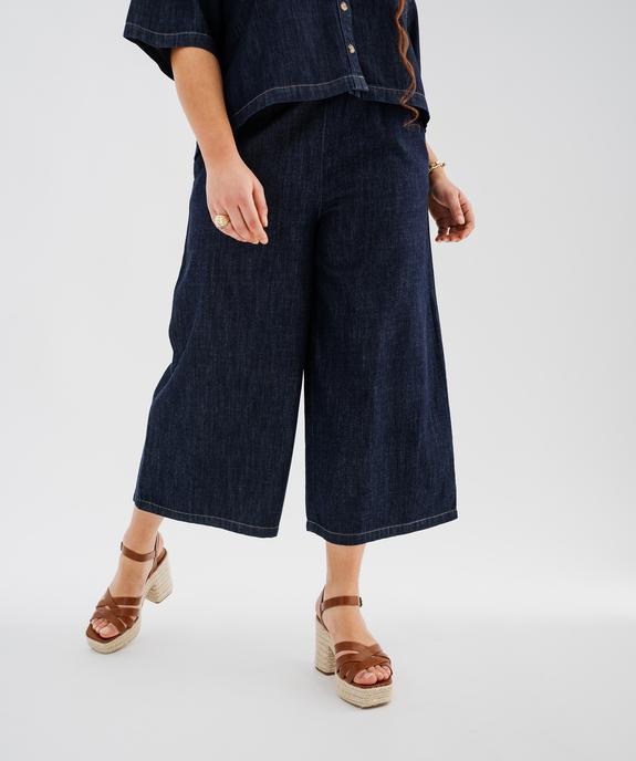 Pantacourt en jean brut coupe large femme grande taille vue1 - GEMO (G TAILLE) - GEMO