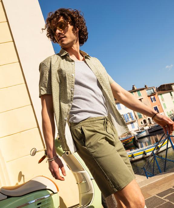 Bermuda chino en coton stretch à taille élastique homme vue4 - GEMO 4G HOMME - GEMO