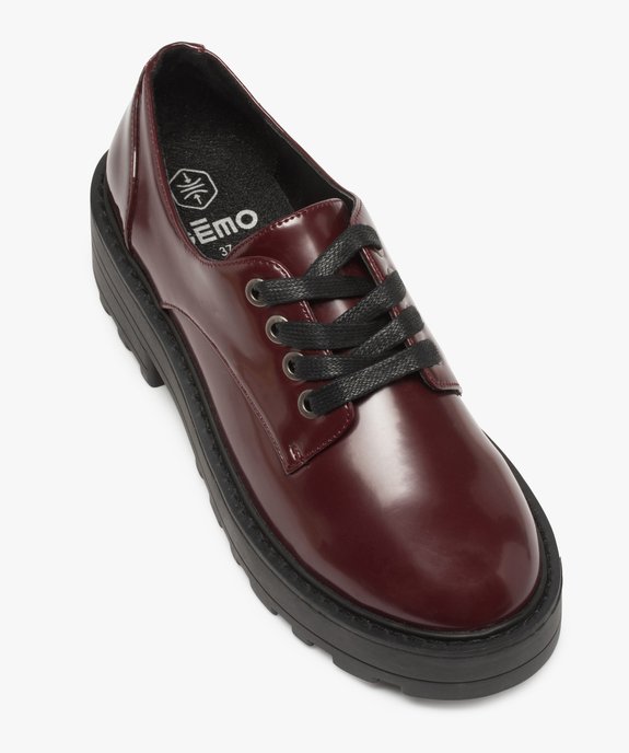 Derbies femme unis et vernis à semelle plateforme crantée vue5 - GEMO (CASUAL) - GEMO
