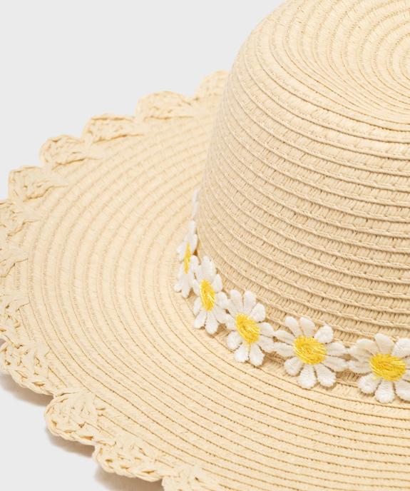 Chapeau en paille capeline finition festonnée et garniture fleurie fille vue2 - GEMO (ACCESS) - GEMO