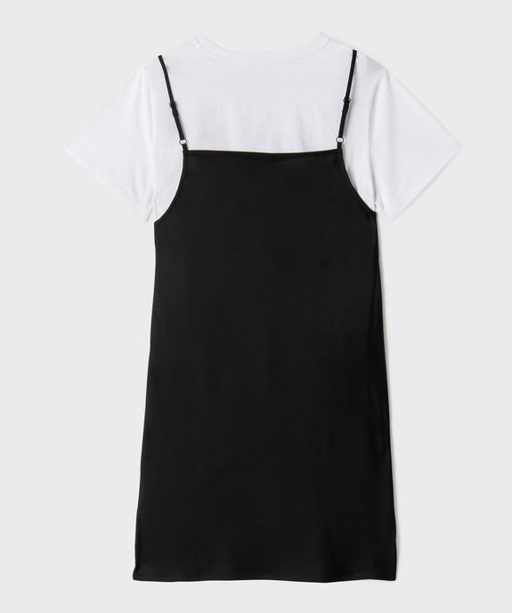 Robe courte bimatière ado fille vue3 - GEMO (JUNIOR) - GEMO