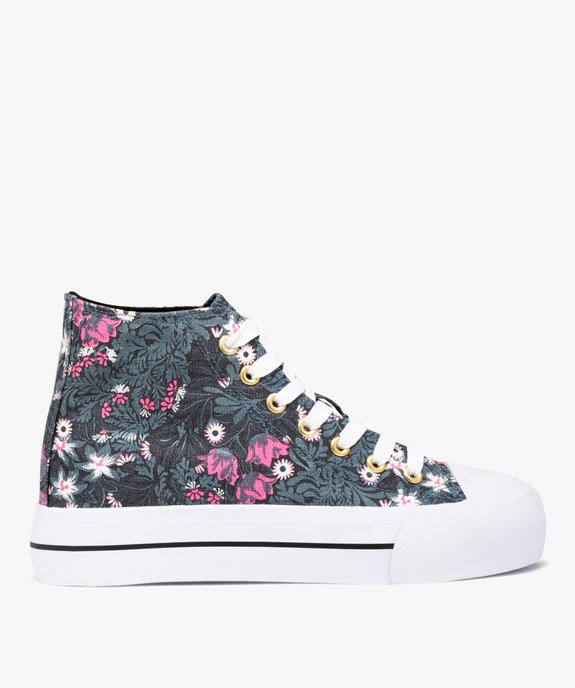 Baskets femme mid-cut en toile imprimé fleurs vue2 - GEMO 4G FEMME - GEMO