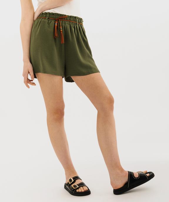 Short fluide avec taille élastique et ceinture fine femme vue1 - GEMO(FEMME PAP) - GEMO