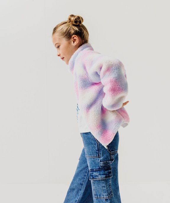Sweat zippé à col montant en maille peluche fille vue6 - GEMO (ENFANT) - GEMO