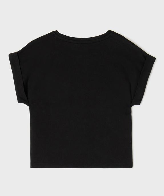 Tee-shirt manches courtes à revers coupe loose et broderie crochet fille vue4 - GEMO 4G FILLE - GEMO