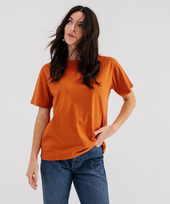 Tee-shirt manches courtes col rond uni en coton femme vue1 - GEMO 4G FEMME - GEMO