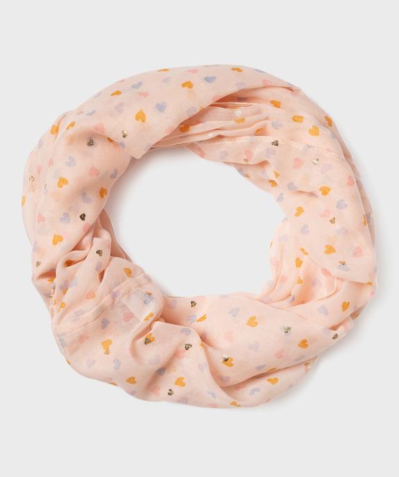 Foulard tour de cou à motifs coeurs fille vue1 - GEMO 4G FILLE - GEMO