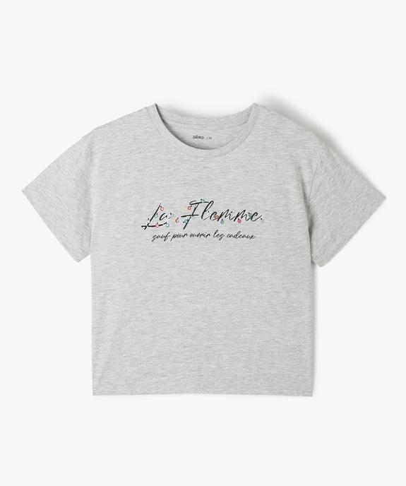 Tee-shirt fille court spécial Noël vue1 - GEMO (JUNIOR) - GEMO