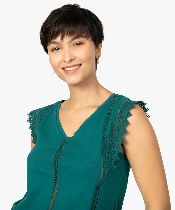 Tee-shirt femme à col V dentelle et crochet vue2 - GEMO(FEMME PAP) - GEMO
