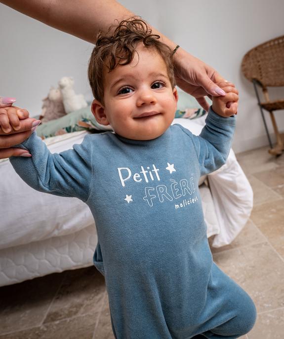 Pyjama en velours avec message sur le buste bébé vue6 - GEMO(BB COUCHE) - GEMO
