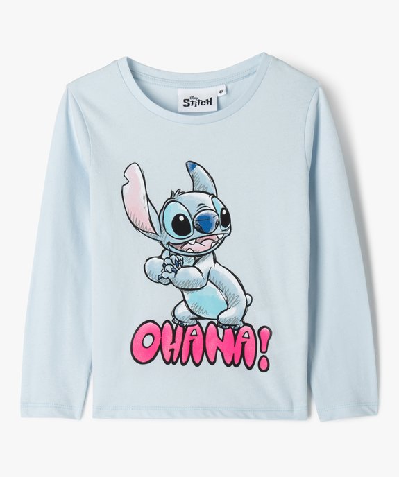 Tee-shirt manches longues en coton imprimé fille - Stitch vue1 - LILO & STITCH - GEMO