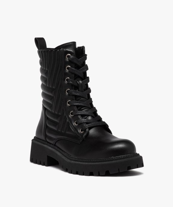 Boots motardes à tige matelassée et grosse semelle crantée femme vue3 - GEMO (CASUAL) - GEMO