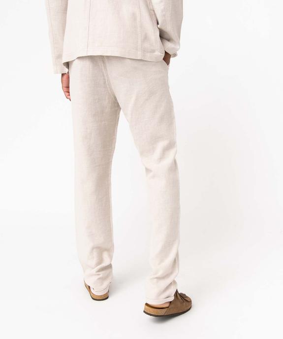 Pantalon homme coupe chino en lin mélangé vue3 - GEMO 4G HOMME - GEMO