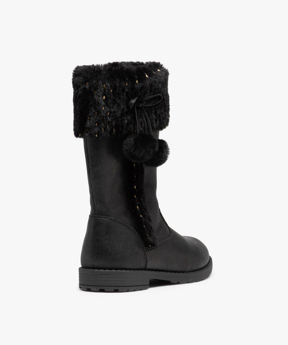 Bottes fourrées fille unies détails à pois brillants vue4 - GEMO (ENFANT) - GEMO