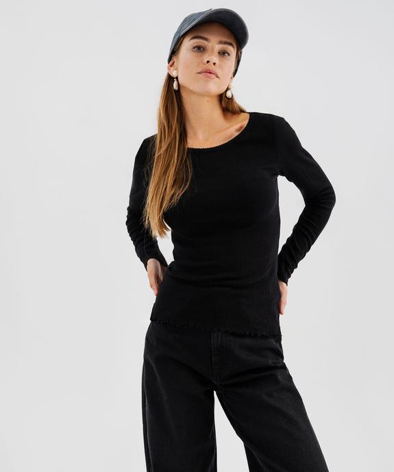 Tee-shirt manches longues en maille fantaisie femme vue2 - GEMO(FEMME PAP) - GEMO