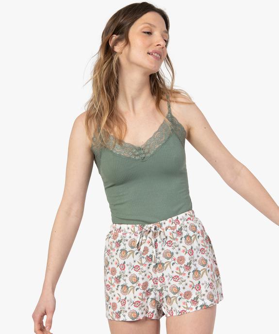 Caraco femme à fines bretelles et décolleté dentelle vue2 - GEMO(HOMWR FEM) - GEMO