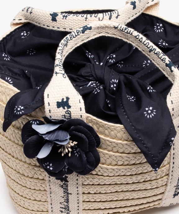 Sac en paille fille forme cabas avec bandoulière - LuluCastagnette vue3 - LULUCASTAGNETTE - GEMO
