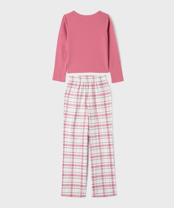 Pyjama avec pantalon à carreaux fille vue3 - GEMO (JUNIOR) - GEMO