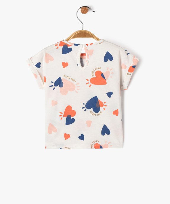 Tee-shirt manches courtes avec motif pailleté bébé fille vue3 - GEMO(BEBE DEBT) - GEMO