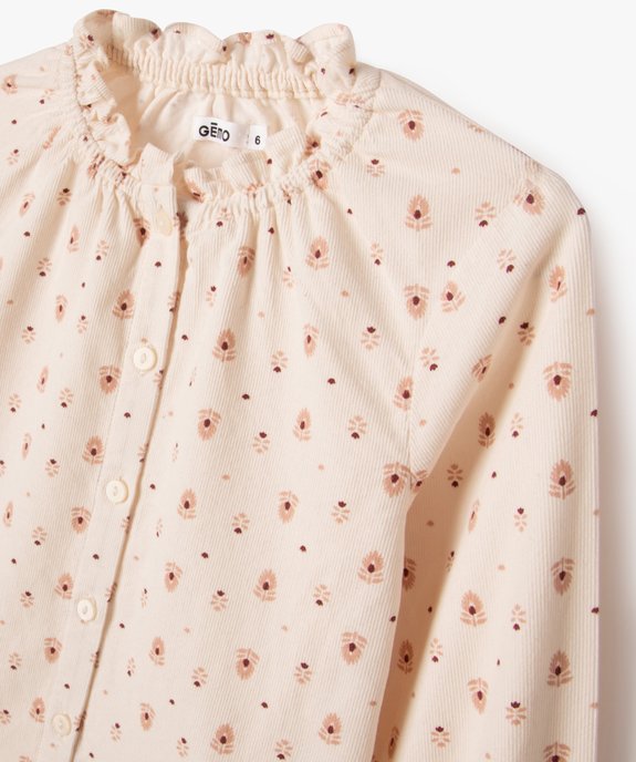 Chemise à manches longues en velours côtelé fille vue2 - GEMO (ENFANT) - GEMO