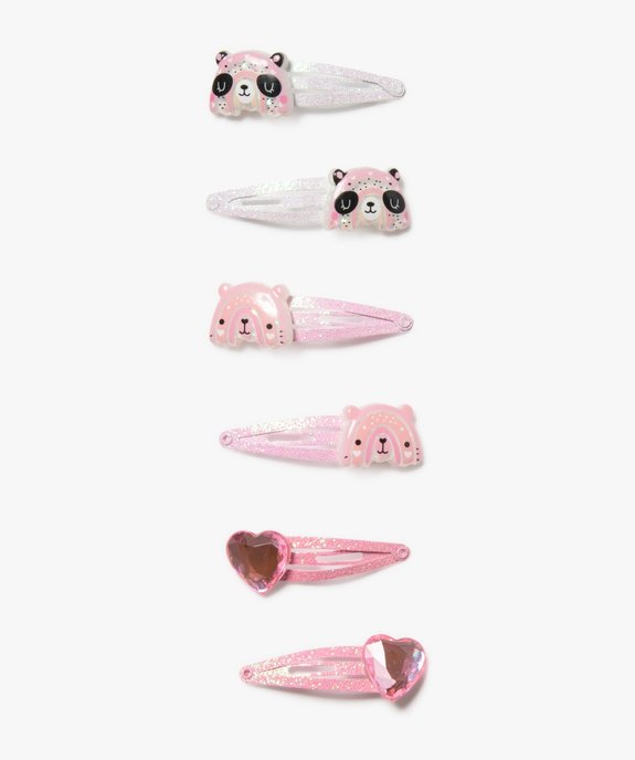 Pinces clic-clac pour les cheveux fille avec paillettes (lot de 6) vue1 - GEMO (ACCESS) - GEMO