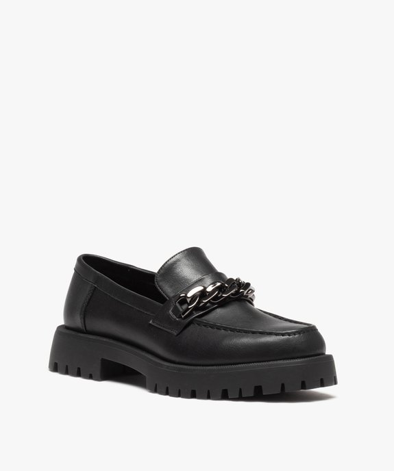 Mocassins femme unis à semelle crantée débordante vue3 - GEMO (CASUAL) - GEMO