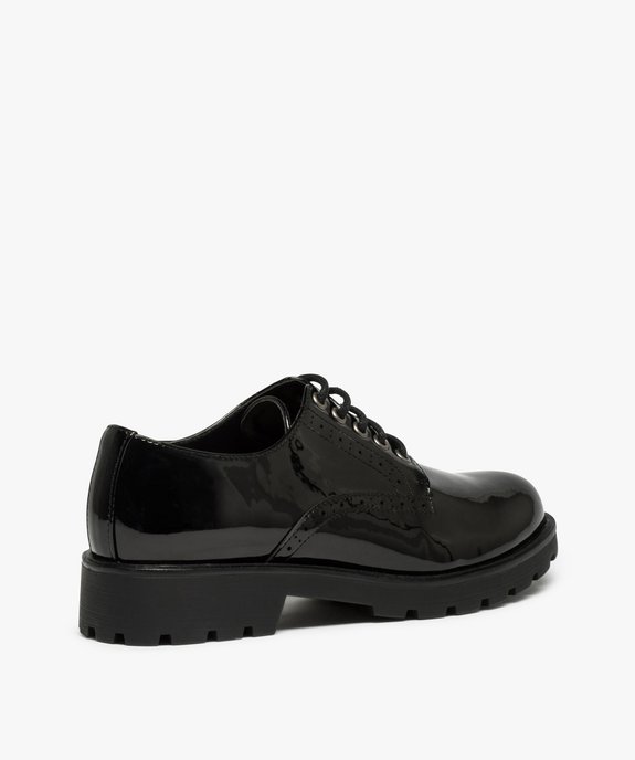 Derbies femme unis et vernis à semelle crantée vue4 - GEMO (CASUAL) - GEMO