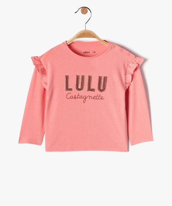Tee-shirt bébé fille avec inscription en sequins - LuluCastagnette vue1 - LULUCASTAGNETTE - GEMO
