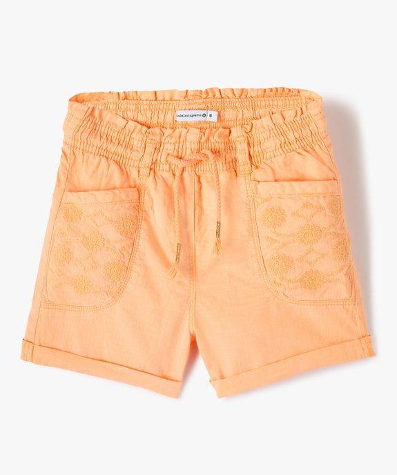Short fille ample à taille élastiquée et broderies - LuluCastagnette vue1 - LULUCASTAGNETTE - GEMO