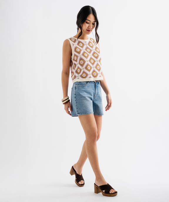 Débardeur en maille ajourée façon macramé femme vue4 - GEMO(FEMME PAP) - GEMO