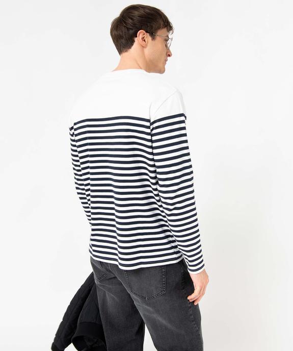 Tee-shirt homme à manches longues et rayures marinières vue3 - GEMO (HOMME) - GEMO