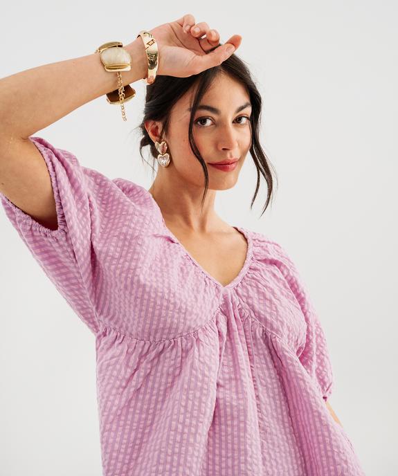 Blouse ample en coton gaufré femme vue2 - GEMO(FEMME PAP) - GEMO